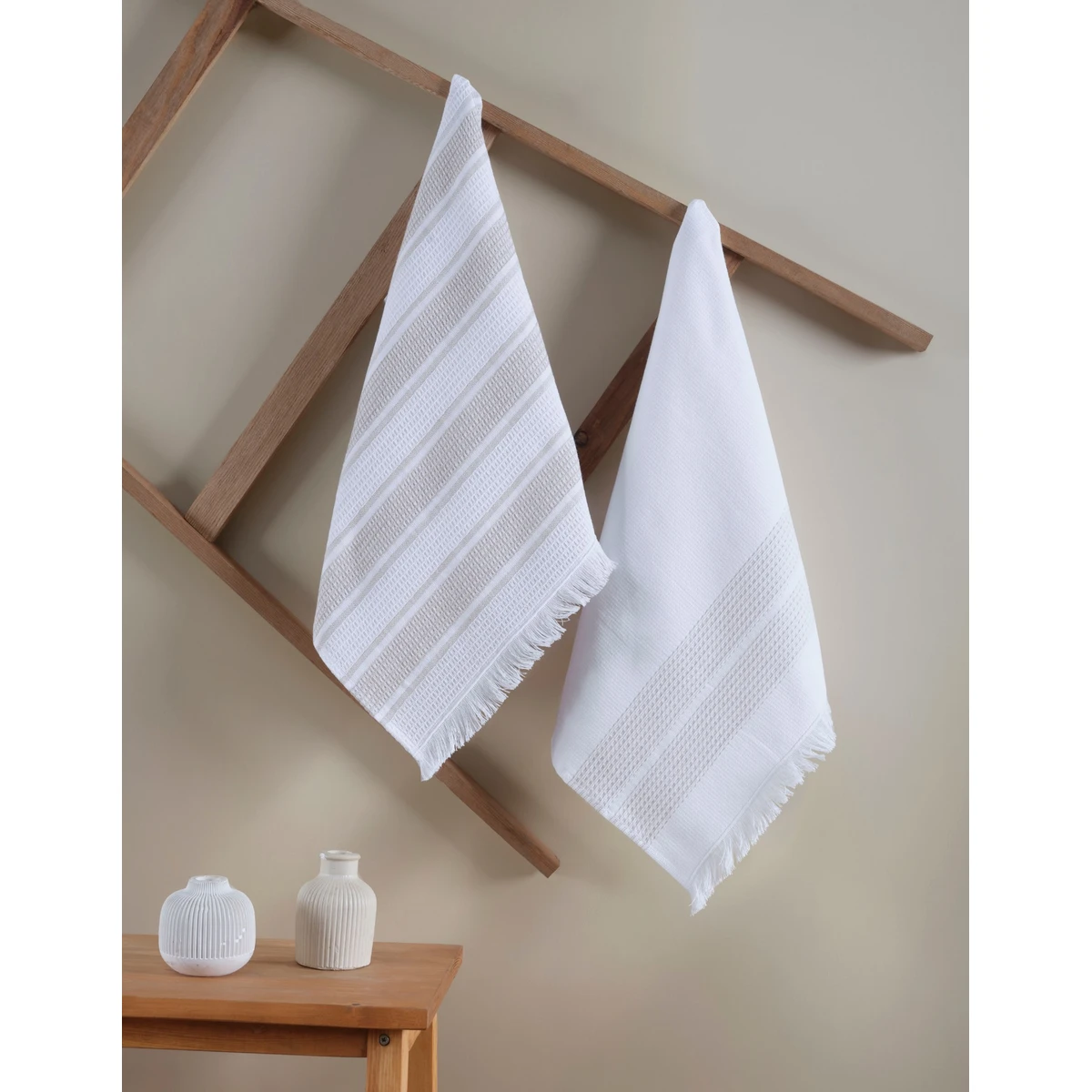 Manamo Missi Kitchen Towel  Cotton Beige Jacquard 50x70 cm (2pc)