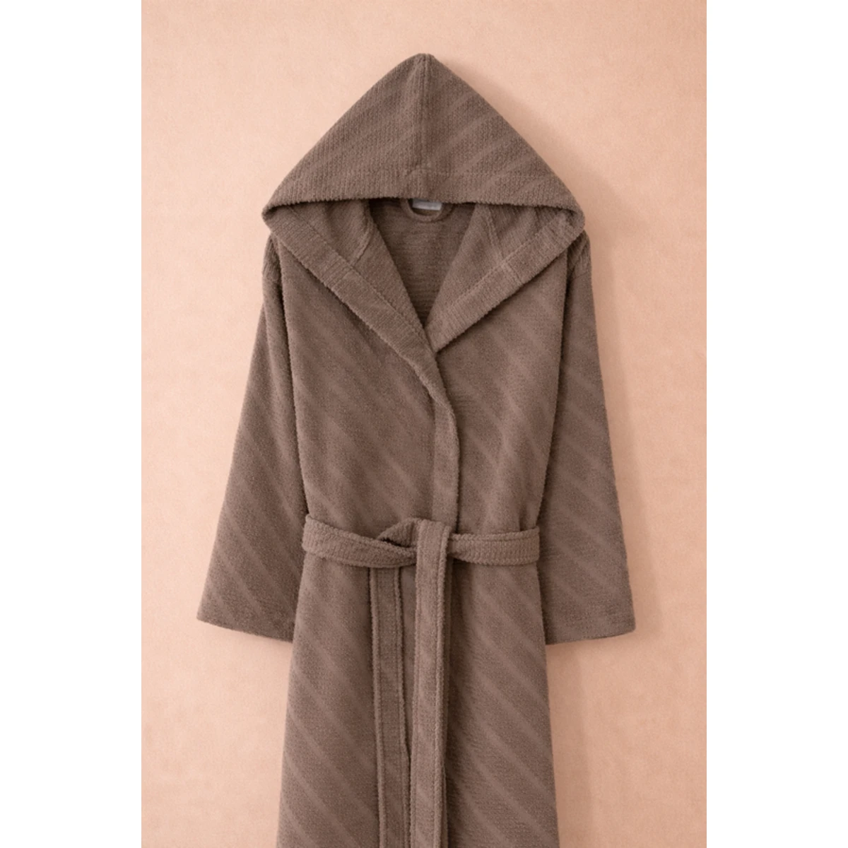 Manamo Dolce Bathrobe Cotton Mocha Jaqcuard Hooded L/XL