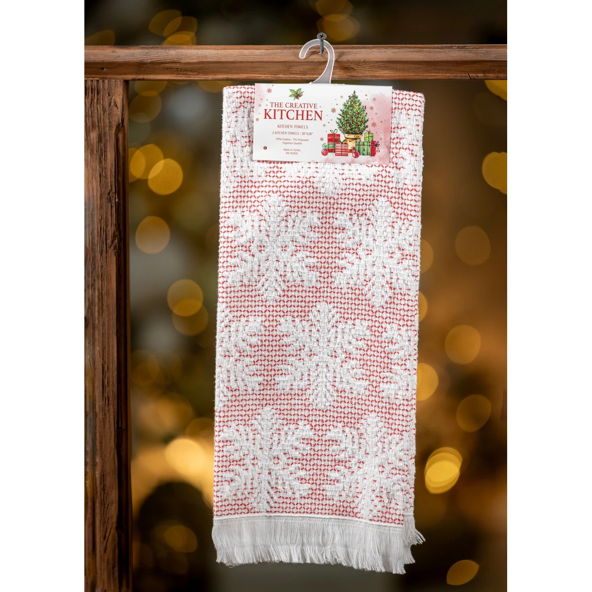 Manamo Snowflake Kitchen Towel Set Cotton White/Red  40x71+2