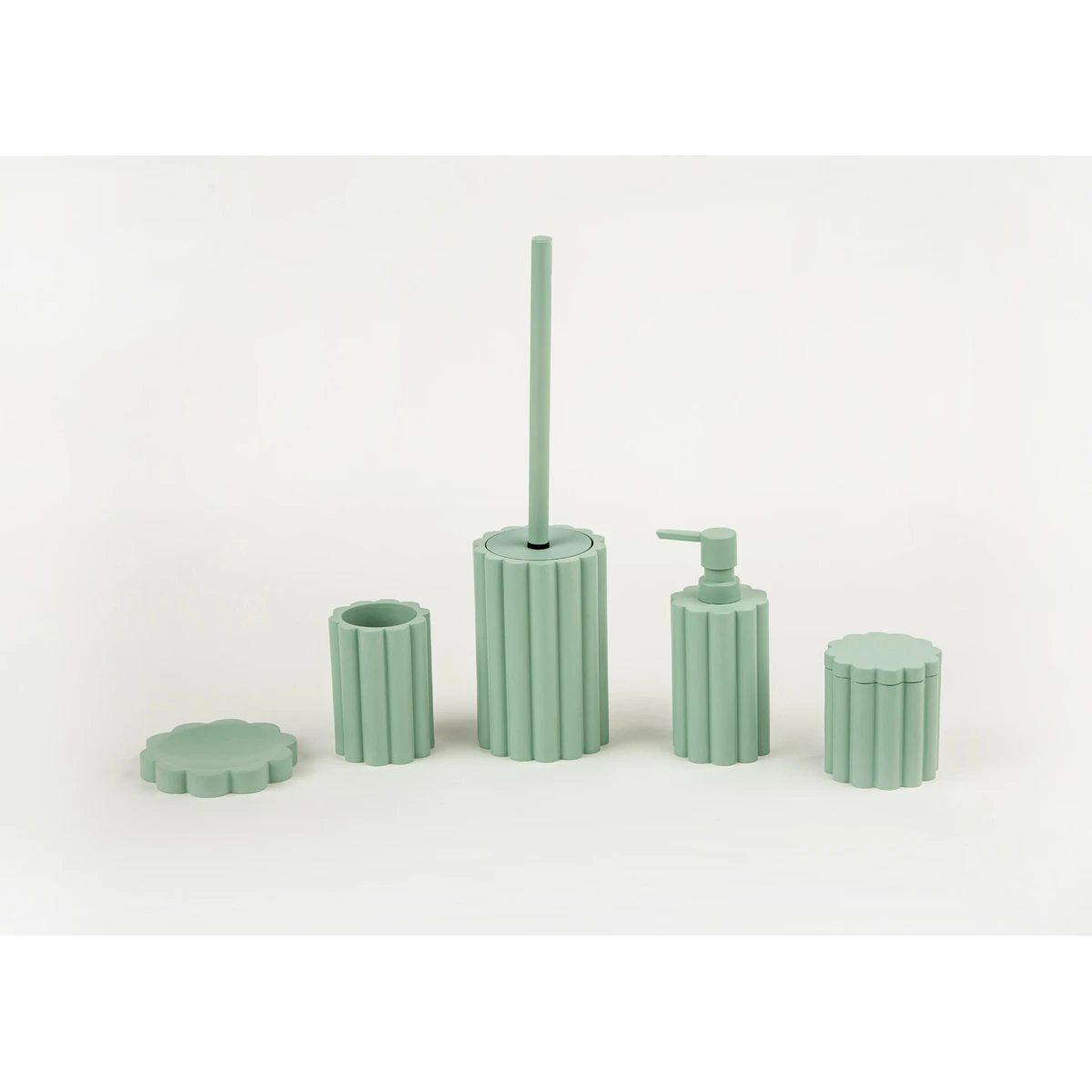 Manamo Tria Toothpaste Dispenser Polyresin Cameo Green  7.5x7.5x11 cm