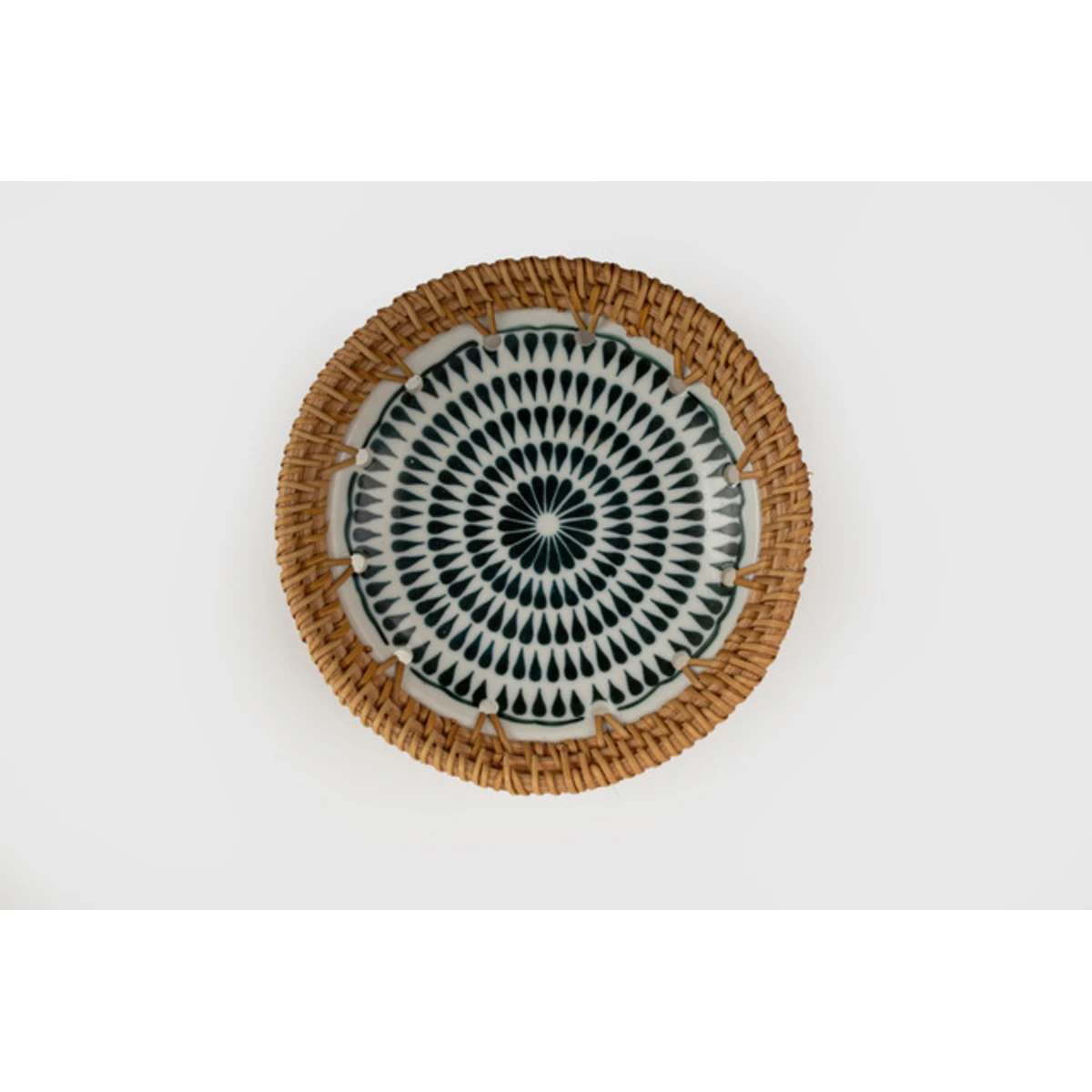 Manamo Brenna Plate Ceramic / Rattan Blue/White 20R