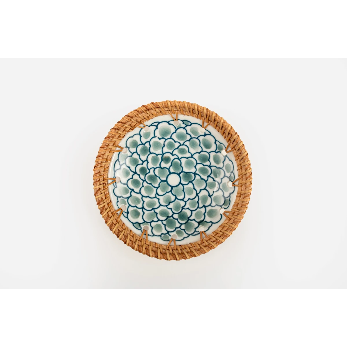 Manamo Dasia Plate Ceramic / Rattan Blue/White 15R