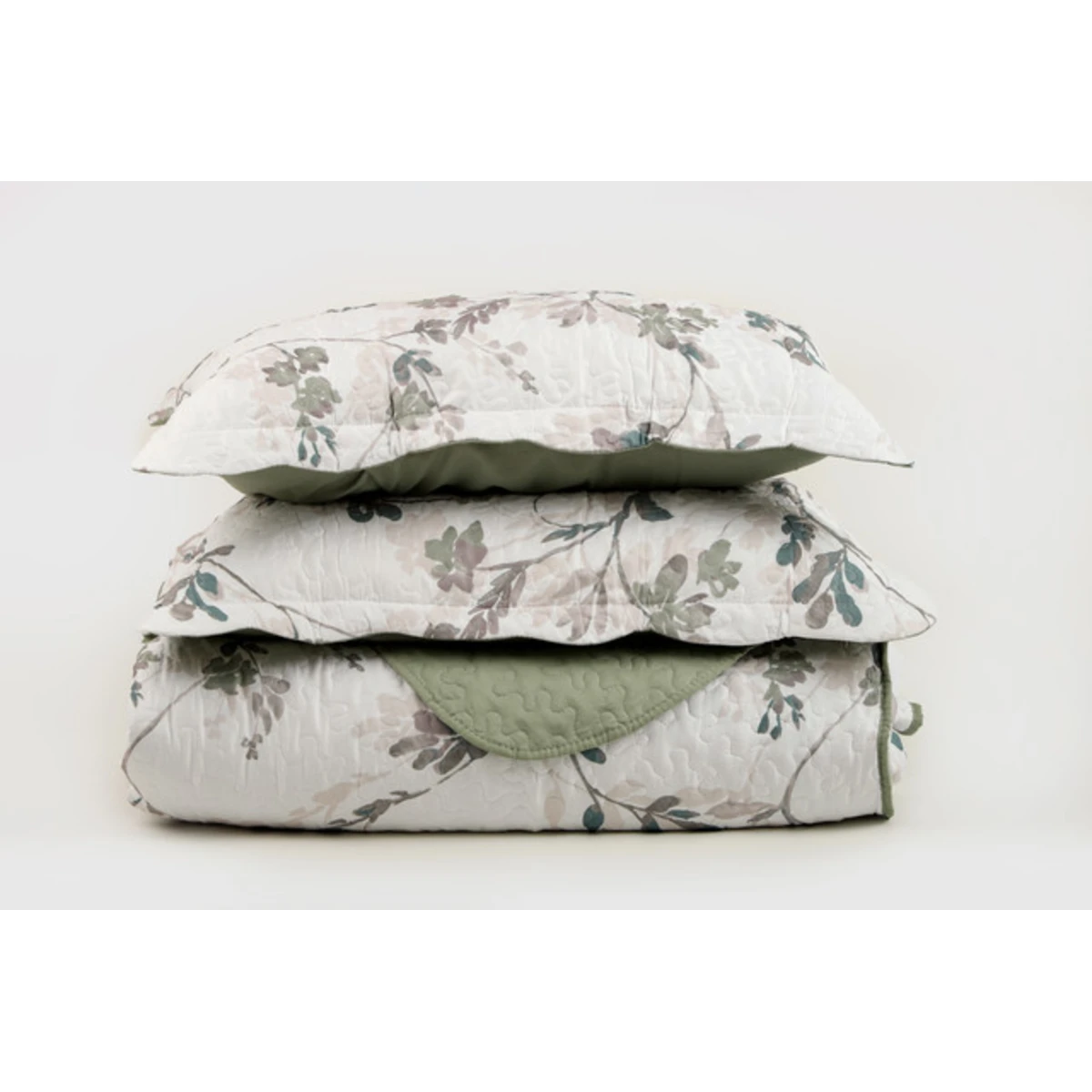 Manamo Carrie Bed Cover  Ecru/Green Double 240x250+50x70 cm (2pc)
