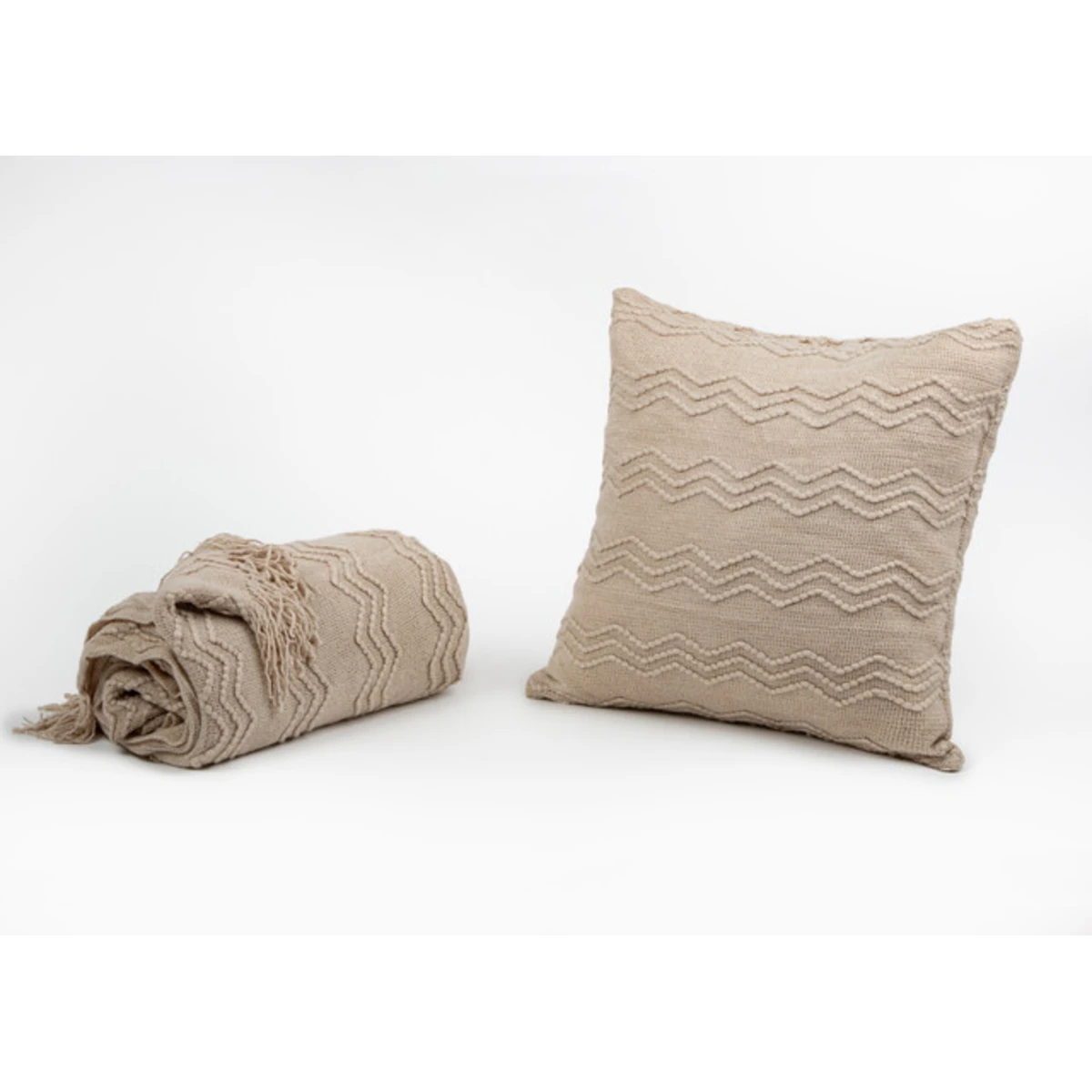 Manamo Zigzag Decorative Pillow Case Acrylic Beige 45x45 cm