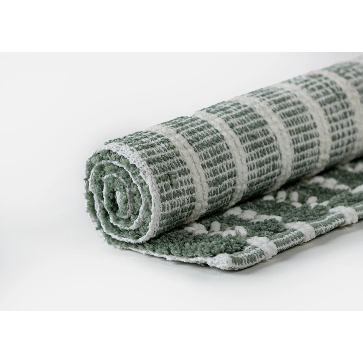 Manamo Dots Bath Mat Micro-chenille Green Hand-woven40x60 cm