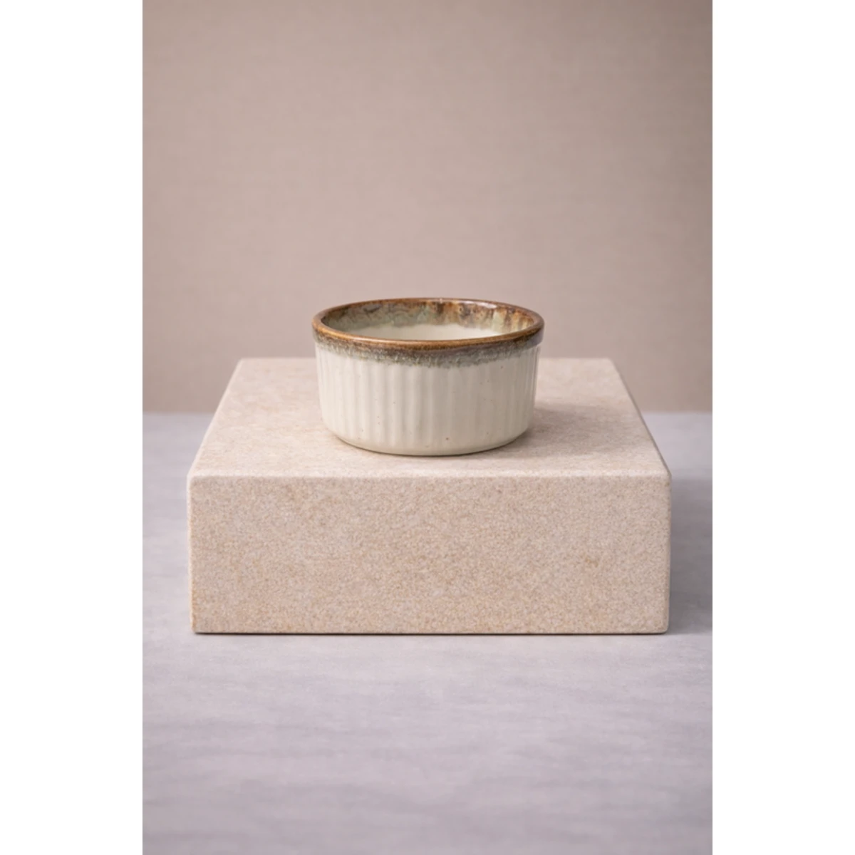 Manamo Luna Suffle Bowl Ceramiic Beige  8 cm