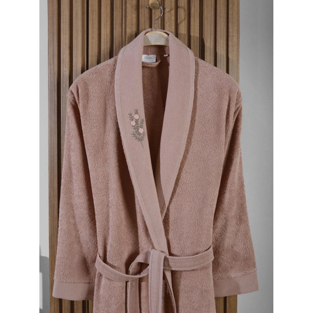 Manamo Tiny Rose Embroidered Bathrobe Cotton Blush S/M