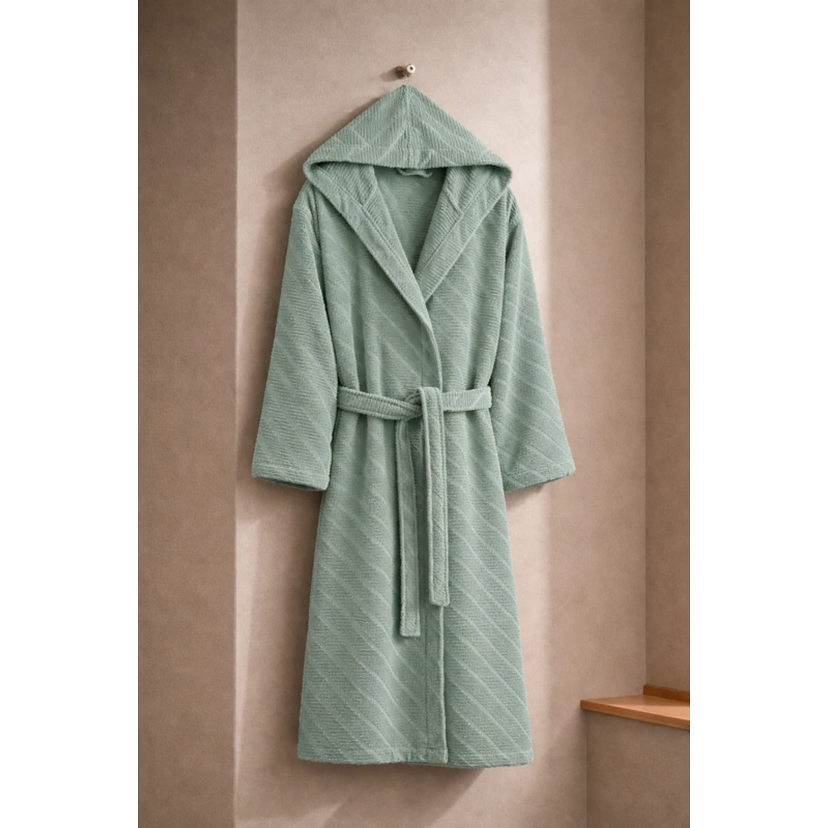 Manamo Dolce Bathrobe Cotton Cameo Jaqcuard Hooded L/XL