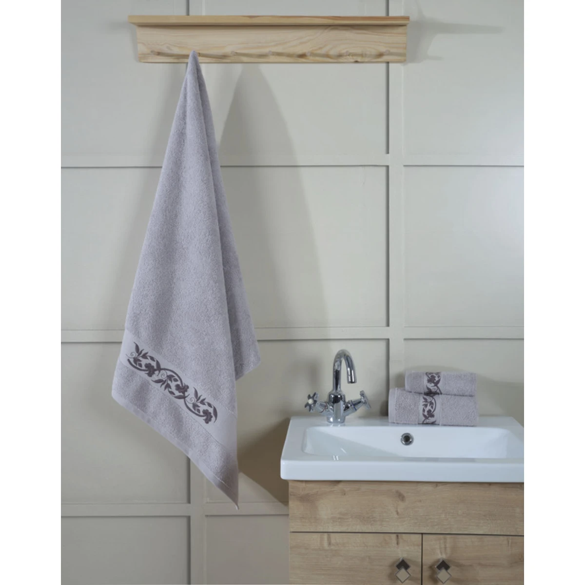 Manamo Elain Bath Towel Cotton Grey 75x150 cm