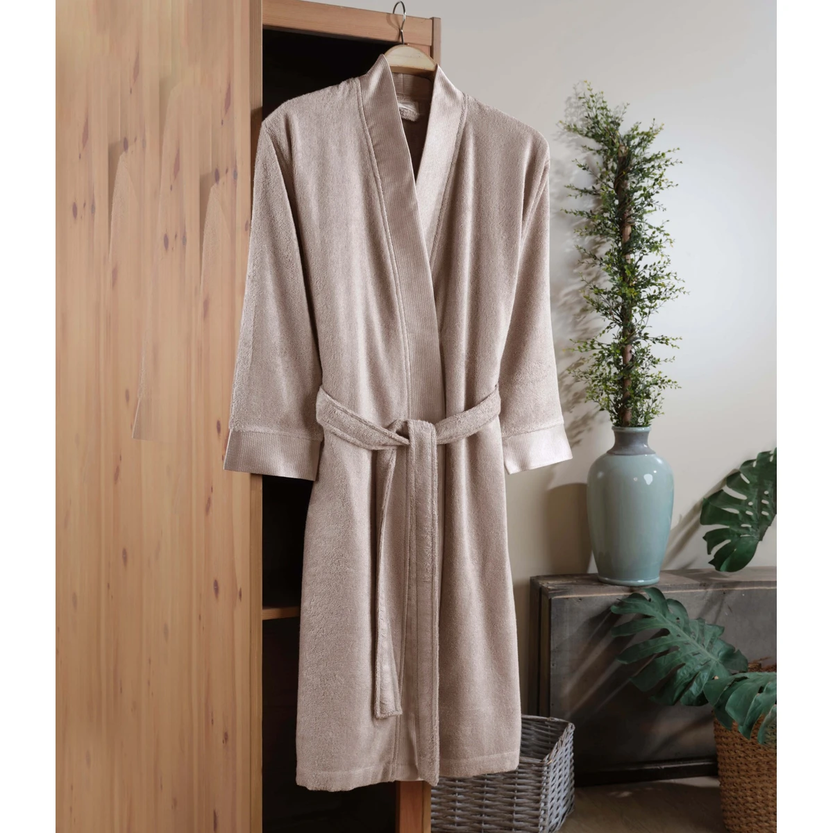 Manamo Pure Bamboo Kimono Bathrobe Beige 2XL/3XL 