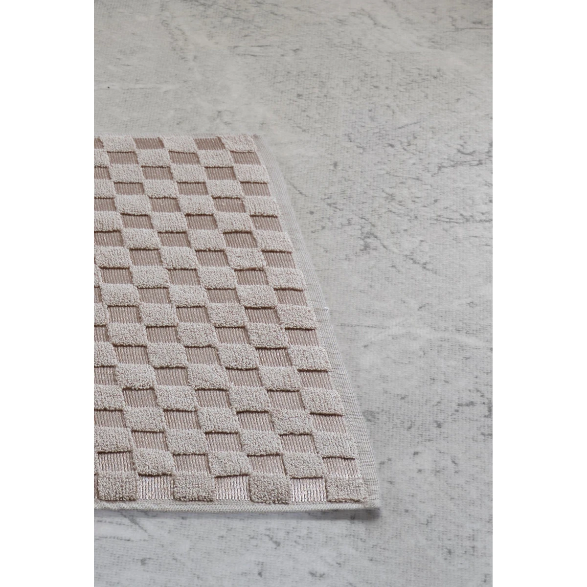 Manamo Checkers Cotton Bathmat Beige 50x70
