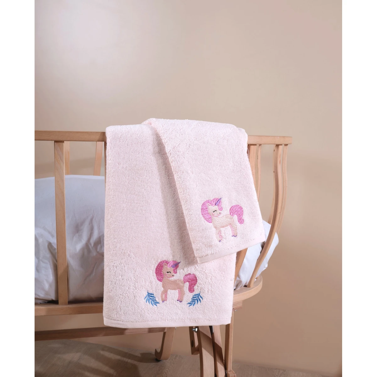 Manamo Baby Bamboo Bath Towel Pony  Soft Pink 70X130 cm