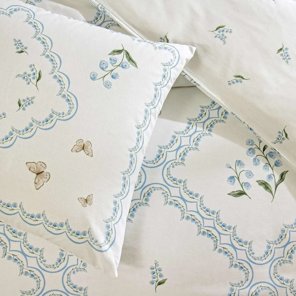 TAC Elyon Ranforce Bed Linen Set Single Blue 160x220+180x260+50x70 cm 