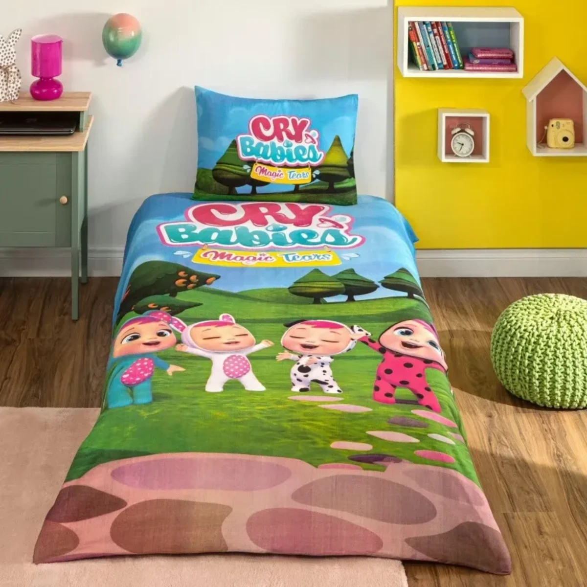 TAC Cry Babies Bed Linen Set Cotton  Single With Fiitted Sheet 160x220+100x200+50x70 cm