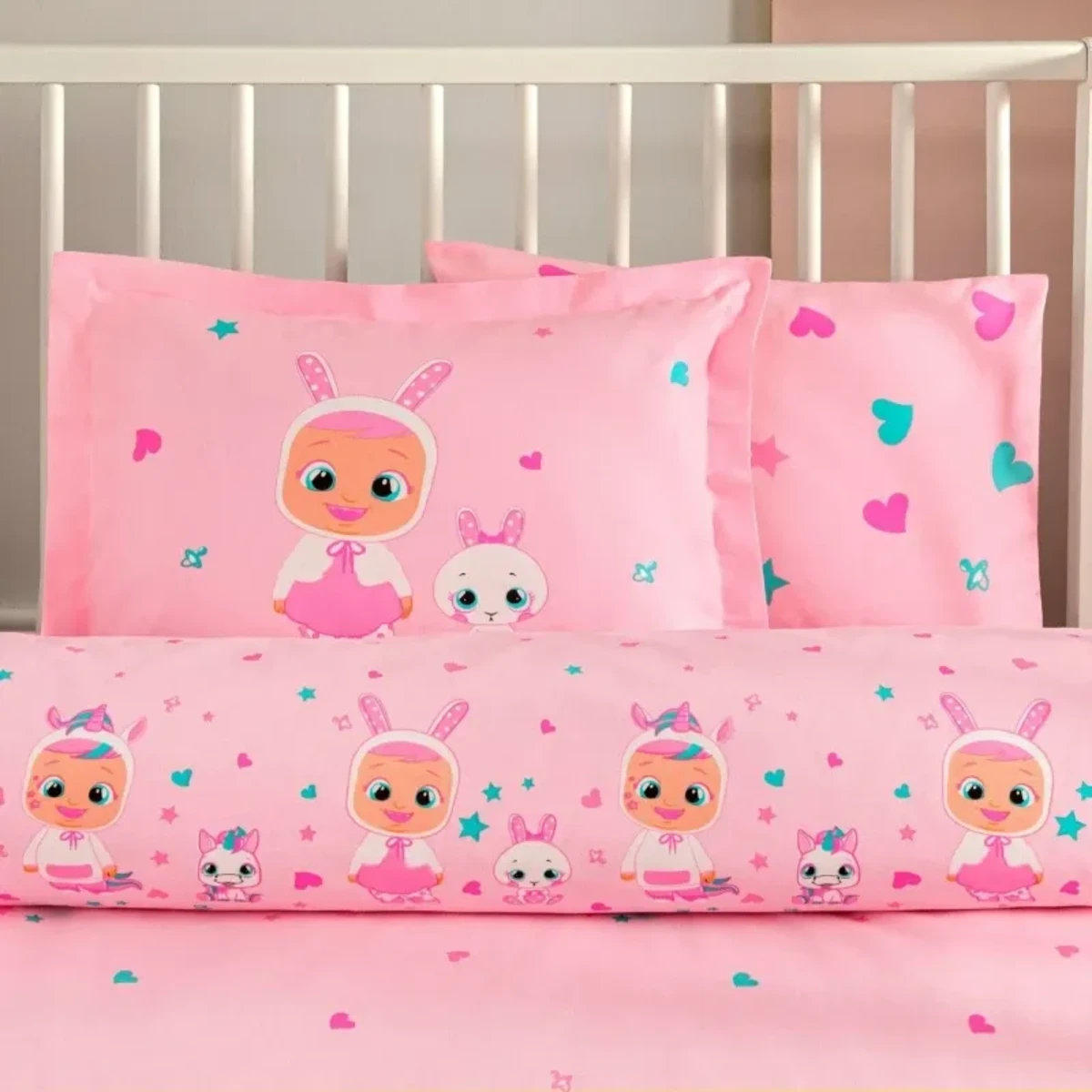 TAC Cry Babies Sweet Baby Bed Linen Set Cotton  Baby 100x150+120x180+35x45(2pc)cm