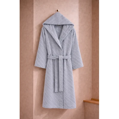 Manamo Dolce Bathrobe Cotton Grey Jaqcuard Hooded 2XL/3XL