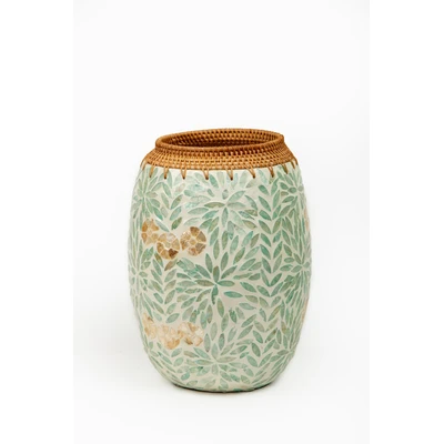 Manamo Madelyn Vase Bamboo/ Pearl / Rattan Green 25x36 cm
