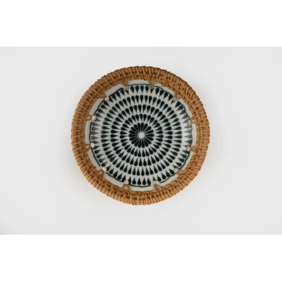 Manamo Brenna Plate Ceramic / Rattan Blue/White 20R