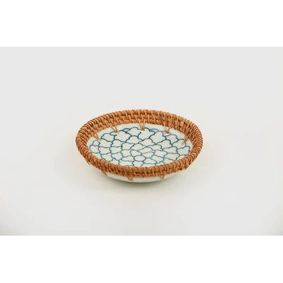 Manamo Dasia Plate Ceramic / Rattan Blue/White 20R