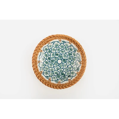 Manamo Dasia Plate Ceramic / Rattan Blue/White 15R