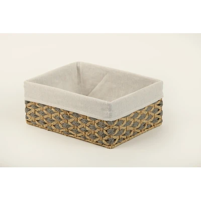 Manamo Bety Decorative Basket Wicker Natural/Grey Rectangular 40x30x15 cm