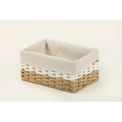 Manamo Pretty Decorative Basket Wicker Natural/White Rectangular 35x25x16 cm