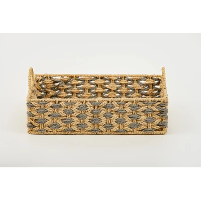 Manamo Bety Tray Wicker Natural/Grey Rectangular 38x28x10 cm