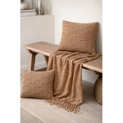 Manamo Honeycomb Decorative Pillow Case Acrylic Mocha 45x45 cm