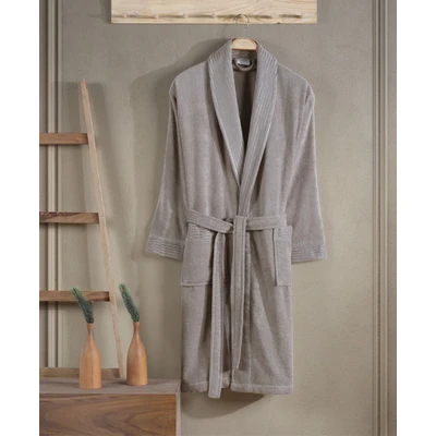 Manamo Jess Shawl Collar Bathrobe Cotton Beige S/M