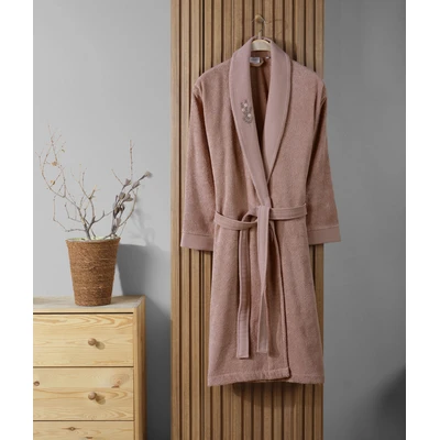 Manamo Tiny Rose Embroidered Bathrobe Cotton Blush L/XL