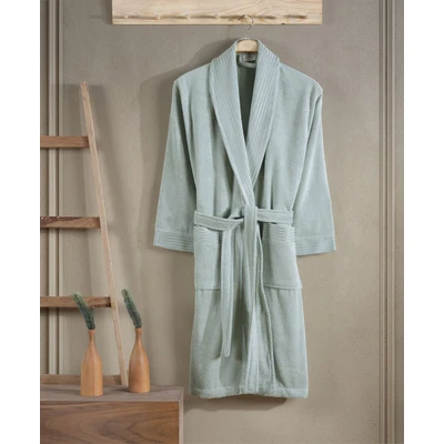 Manamo Jess Shawl Collar Bathrobe Cotton Cameo Green 2XL/3XL