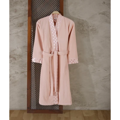 Manamo Checker Bathrobe Microcotton Blush  L/XL