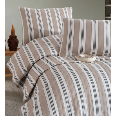 Manamo  Line Yarn Bed Cover Single Size  Beige 160x 230 cm