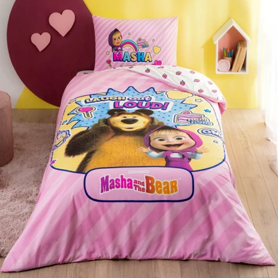TAC Cotton Disney Masha  Bear Super Cute Linen Set Single Size 160x220+100x200+50x70 (1 pc)