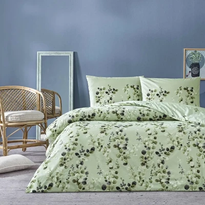 TAC Leif Ranforce Bed Linen Set Single Blue 160x220+180x260+50x70 cm 