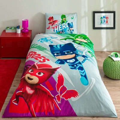 TAC Cotton Disney Pj Masks Super Team Bed Linen Set Single Size 160x220+100x200+50x70 (1 pc) 